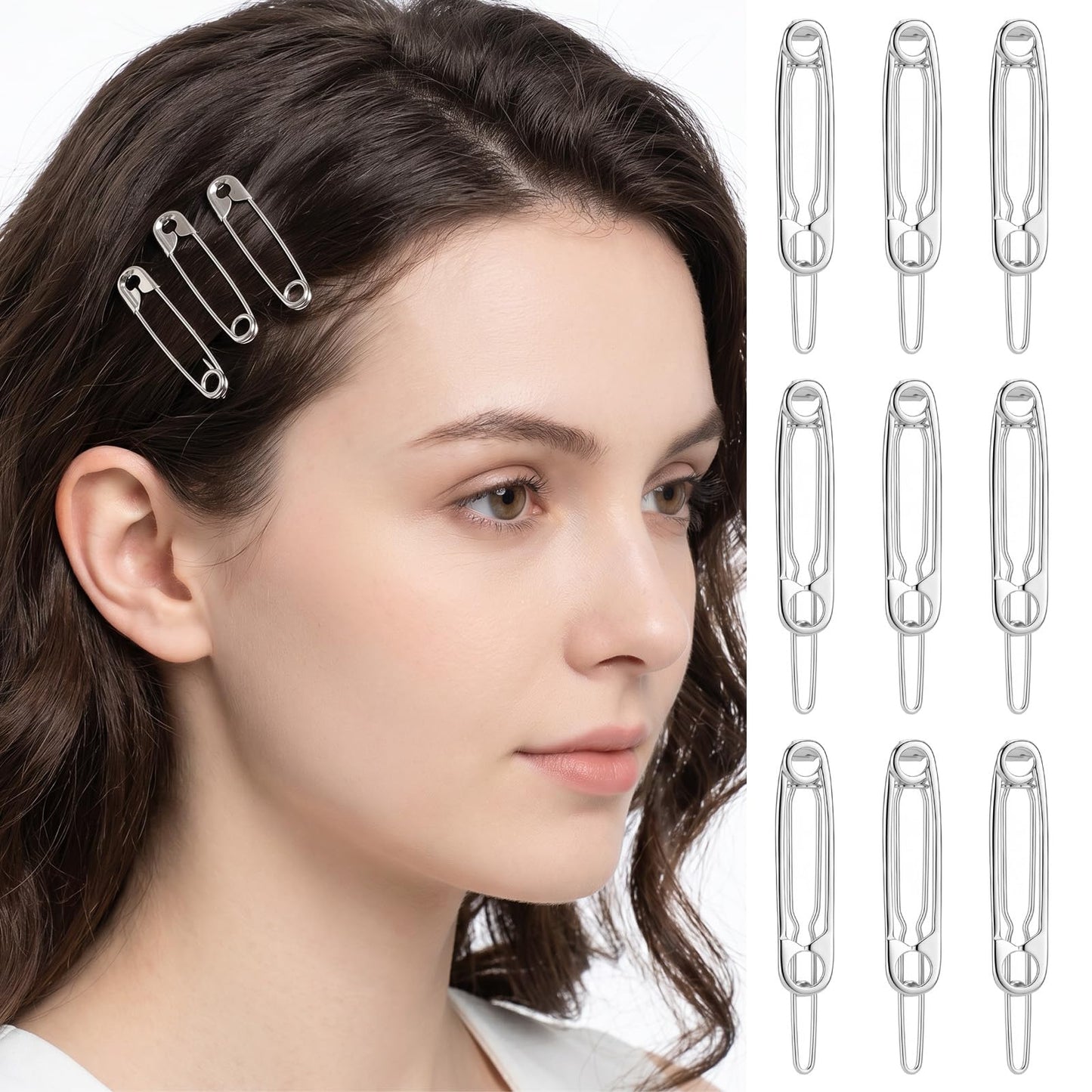 Chsoejuf 12PCS Metal Safety Pin Hair Clip Small Funny Pin Shape Design