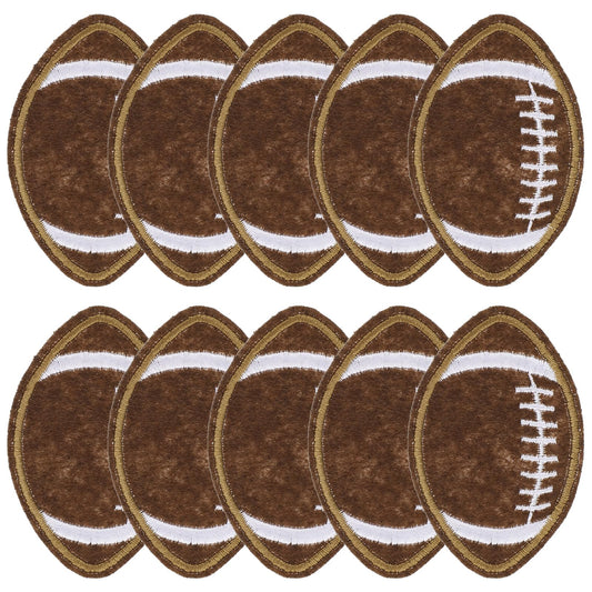 10 PCS Football Iron On Patches Football Patch Football Embroidered Patches Dark Brown Embroidered Applique Decoration Sewing Patches for Clothes Jeans Jacket Hat Dress DIY Accessories,2.2×1.4 Inch