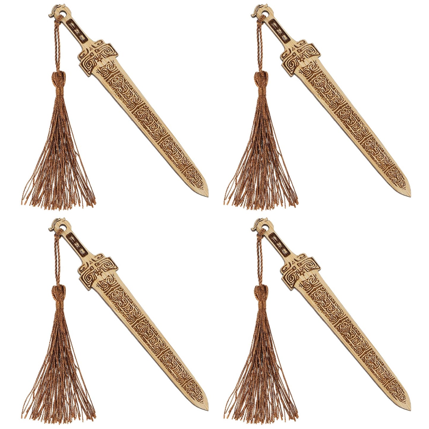 Ymapinc 4pcs Sword Bookmarks,Wooden Bookmarks,Handmade Natural Bamboo Bookmarks with Tassels,Your Reading Assistants,Classroom Prizes,Mens Bookmarks,Office School Library Bookstore Home