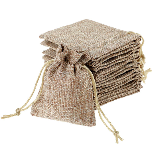 20PCS Small Burlap Bags 2.7x3.5" Reusable Burlap Gift Bags with Drawstring, Linen Burlap Sack Mini Jewelry Pouches Jute Bags for Party, Christmas, DIY Craft Bags