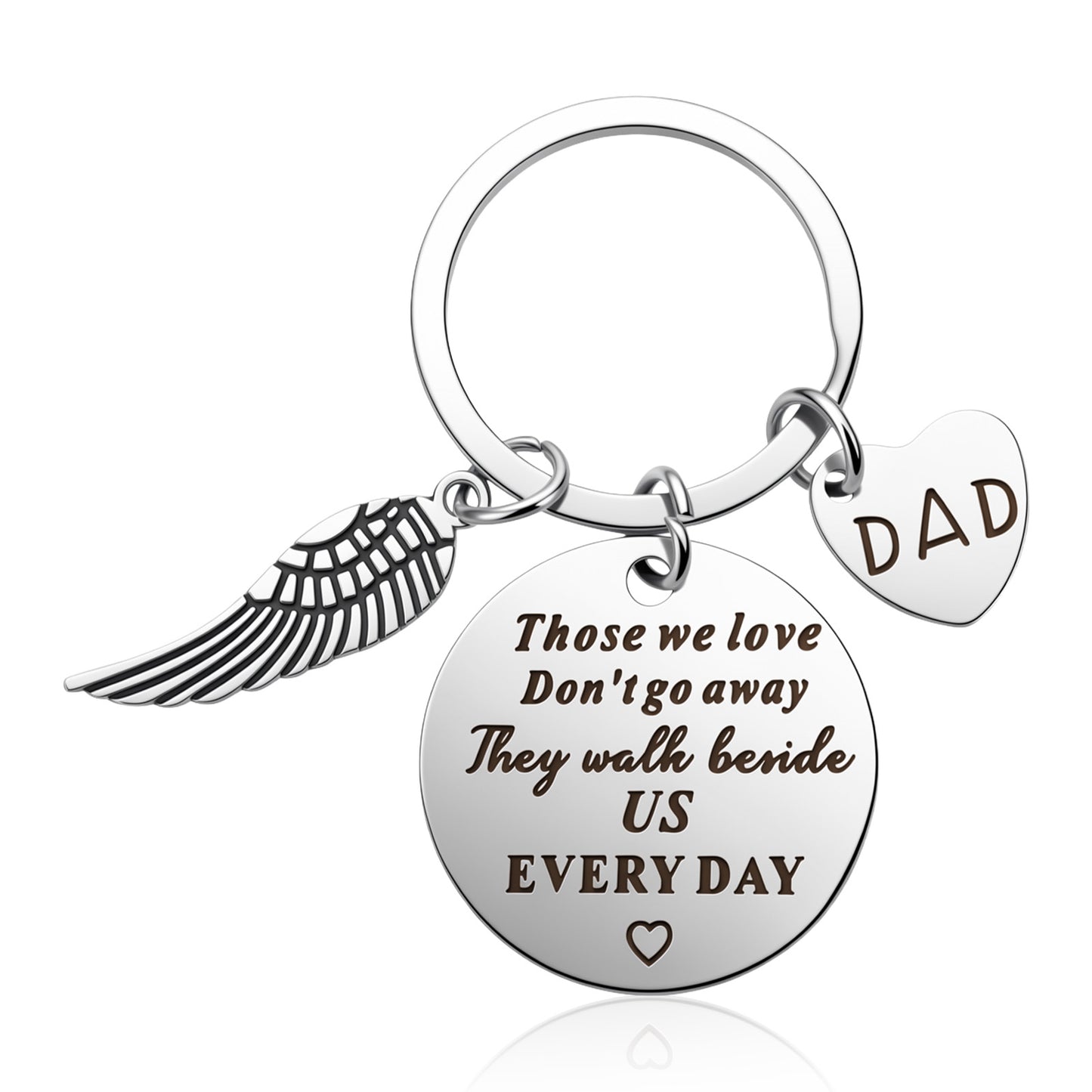 Matwsec Inspirational Birthday Gifts Sympathy Gifts for The Loss of Dad Memorial Gift Dad Keychain Sympathy Gift for Loss of Father Bereavement Memorial They Walk Beside Us Every Day