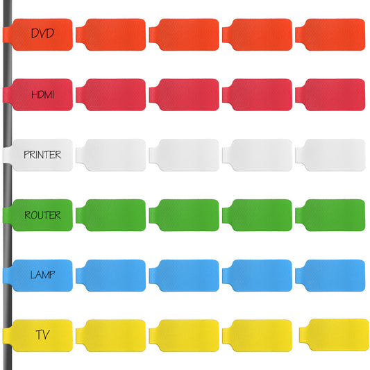 30 Pcs Cord Tags Labeling Reusable Cable Cord Wire Labels Multicolored Handwriting Cable Tag for Computers Cables Organizing Wires Identification Management Large Size 3.54 × 0.79 Inches Nylon