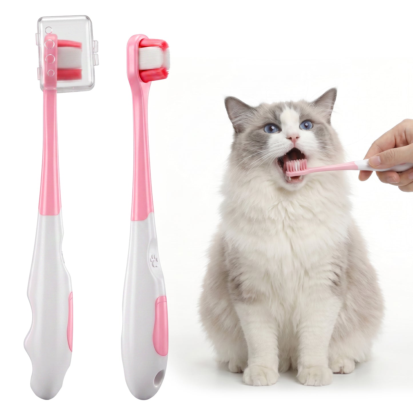 Matwsec 2 Pcs Small Dog Toothbrush, Puppy Toothbrush & Cat Tooth Brush, Ultra Soft Bristles Pet Toothbrush for Tiny to Medium Pets, Dental Care Kit for Kitten & Small Dogs (Pink)