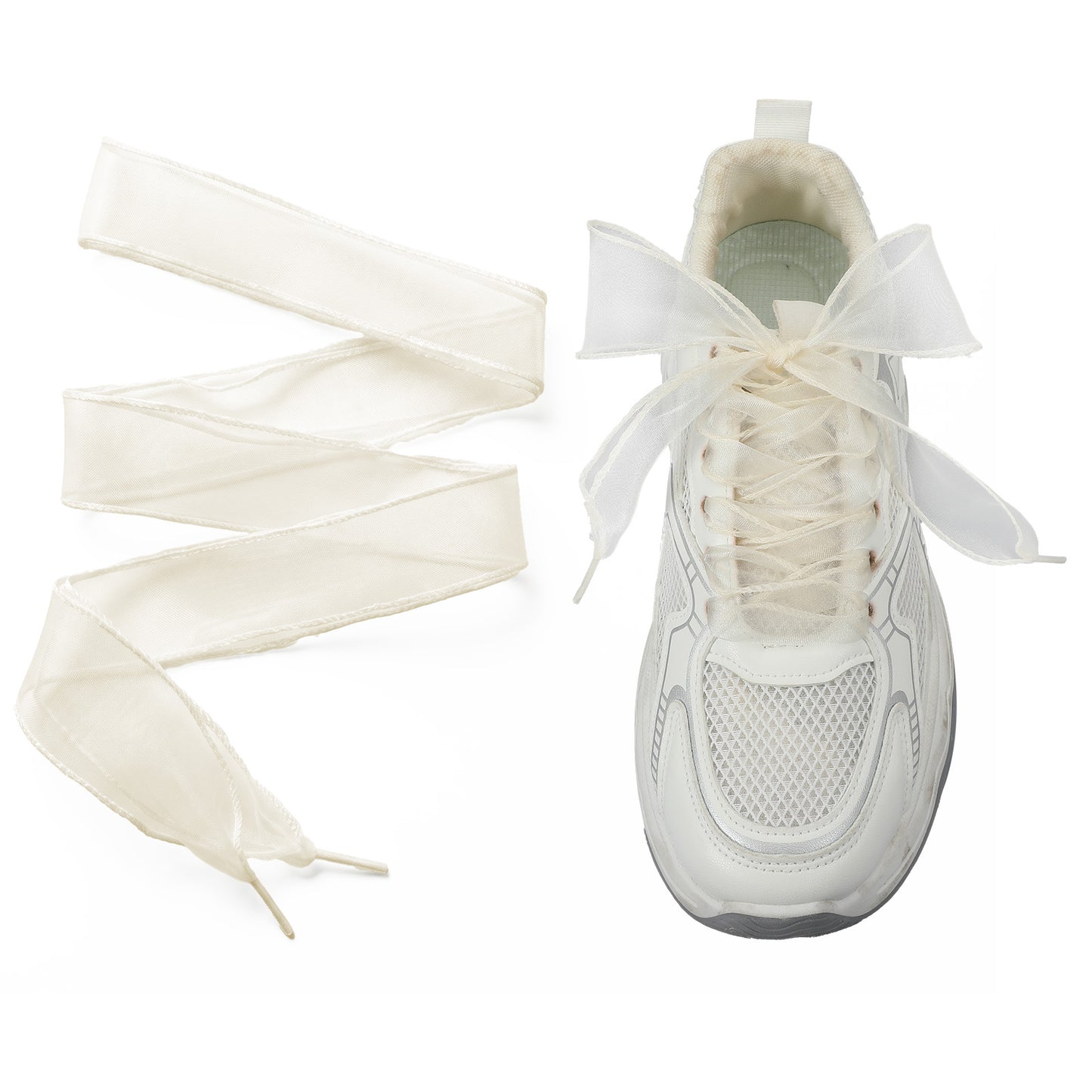 Sorcristy 4pcs 4cm Lace Shoelaces, Ribbon Laces for Sneakers
