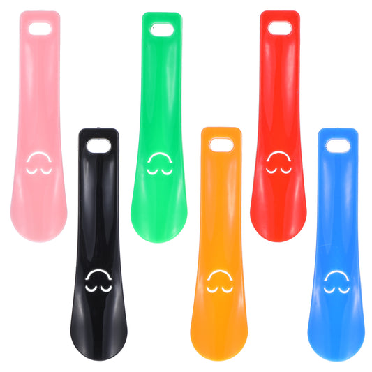 Ymapinc 6Pcs Plastic Shoe Horn, 5.8in Shoehorn Spoon for Pregnant Women Elderly Disabled(PP, Blue Red Pink Green Black Yellow)