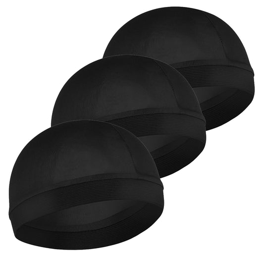 3 Pcs Silky Bonnet for Men Wave Cap Satin Silk Hair Bonnet for Sleep Elastic Band Wave Durags Sleeping Shower Caps Silk Hair Wrap for Men Women (Black)