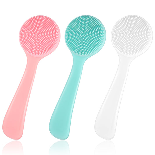 3 Pcs Silicone Face Brushes for Cleansing Face Wash Brush Manual Facial Cleansing Brush for Cleaning, Exfoliating Scrubber Exfoliator Cleanser for Blackheads Whiteheads Makeup Residues Removal