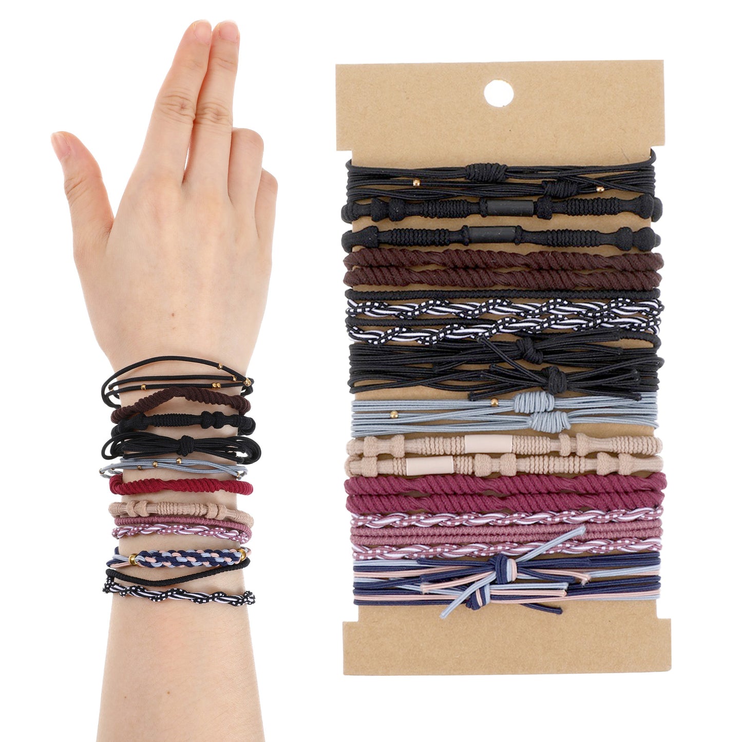 Ouligay 20 PCS Bracelet Hair Ties Stretch Hair Ties for Thick/Thin Hair