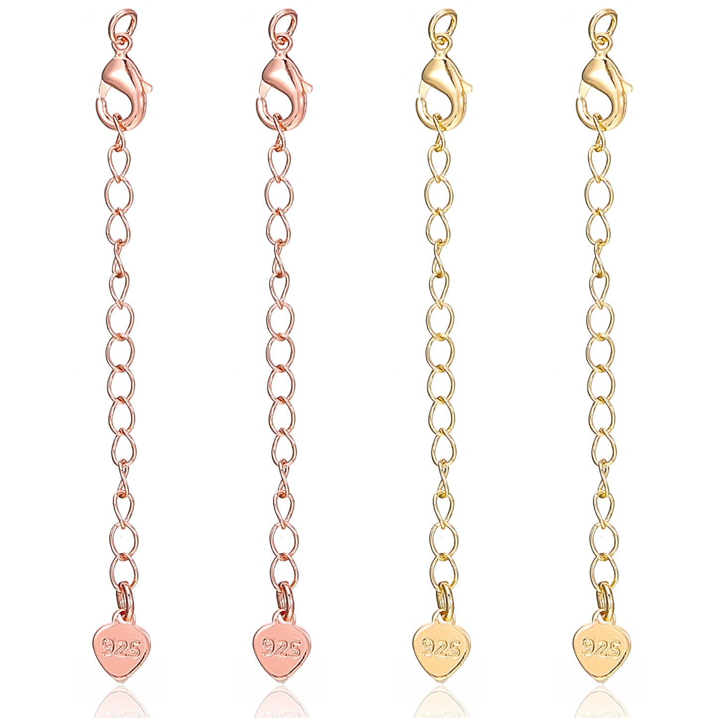 Tyqour 6 Pcs Rose Gold Necklace Extenders for Women, Fadeless 2.56 Inch Extensions Delicate Bracelet Extender Chain Set for Women Jewelry Making