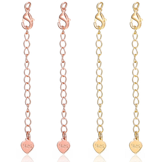 Tyqour 6 Pcs Rose Gold Necklace Extenders for Women, Fadeless 2.56 Inch Extensions Delicate Bracelet Extender Chain Set for Women Jewelry Making