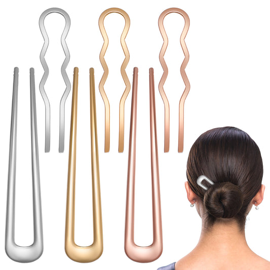 Tyqour 6 Pack U Shaped Hair Pins French Hair Pins French Pins for Fine Hair Vintage Gold and Silver Hairpin French Pins Hair for Women Hair Styling Accessories
