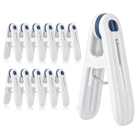 Tyqour 12pcs Small Clothes Pins, Plastic Clothespins Clothing Pins, Laundry Clips Deep Blue Towel Clips