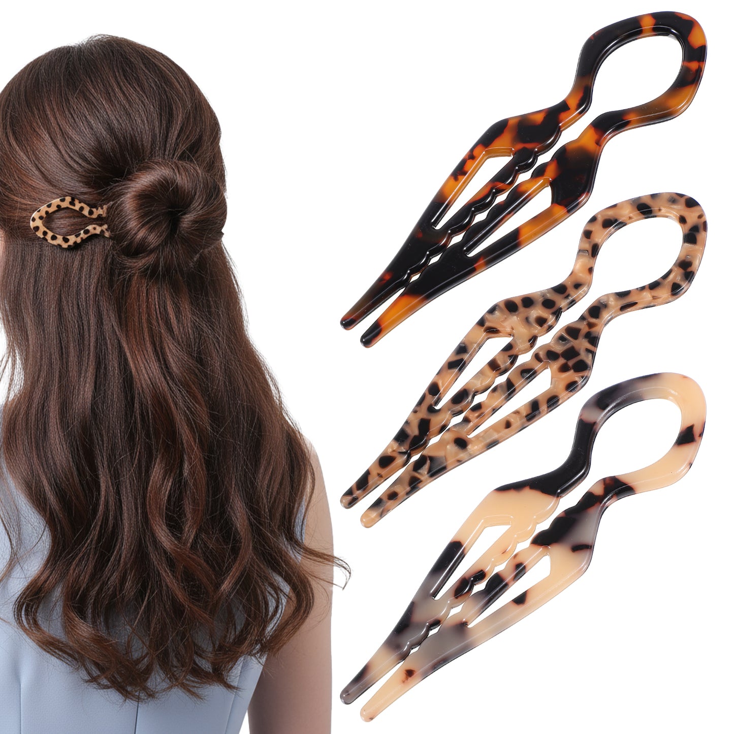 Matwsec 3 PCS Prestige Hair Pin French Hair Pins for Women Double-Notch Locking Mechanism Hair Accessories Valentine's Day Gifts
