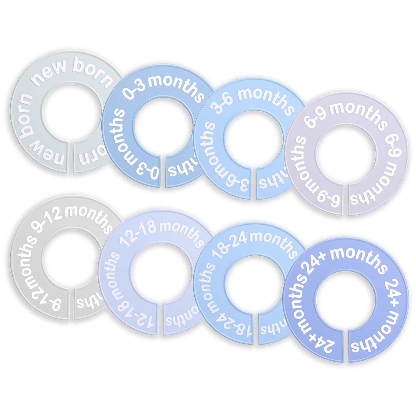 Matwsec 8 PCS Baby Closet Dividers Round Baby Clothes Dividers for Closet with Permanent Month Markers Baby Clothes Organizer Fits Most Closets Rods for Nursery