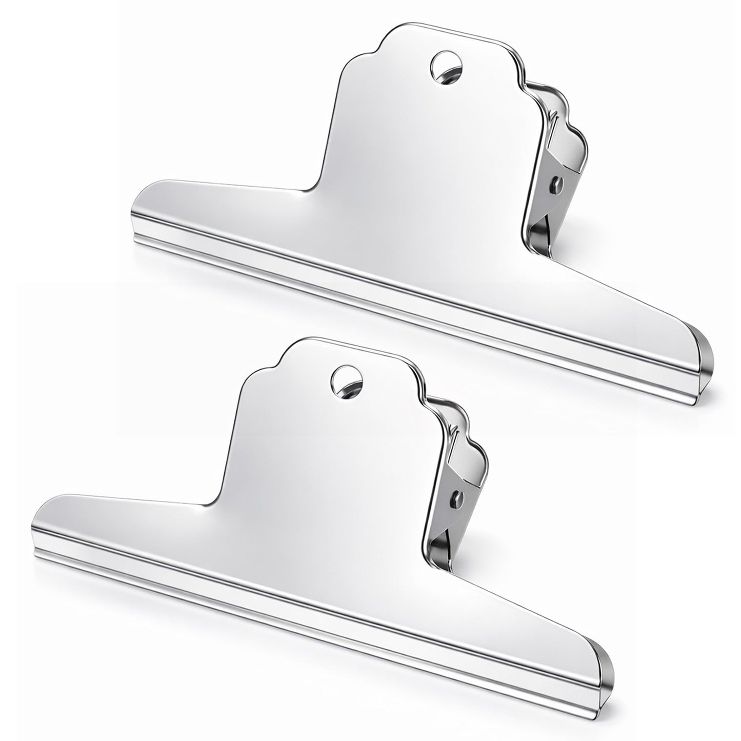 RAHHLIZS 2pcs Large Bull Clips Wide Extra Binder Clips Silver Paper Clamps Holder Stainless Steel Metal Binders Clip for Crafts Drawing Board Letter (6.30''x2.95''x1.89'')