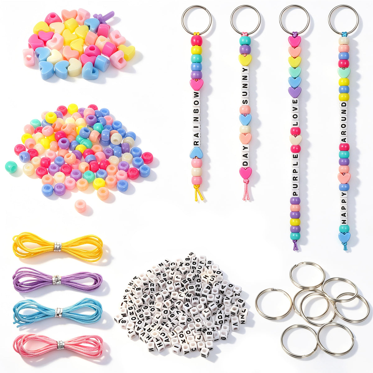 Chsoejuf 566 PCS DIY Keychain Kit Name Keychain Making Set Letter Beads