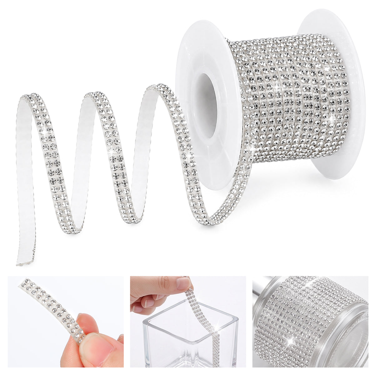 RAHHLIZS 5 Yards Rhinestone Trim, Self Adhesive Rhinestone Ribbon