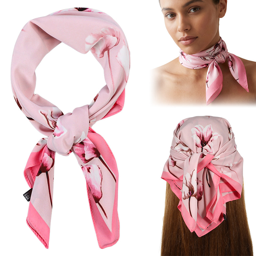 Nogeqi Silk Hair Bandanas for Women, Pink Neck Scarf Satin Head Scarves
