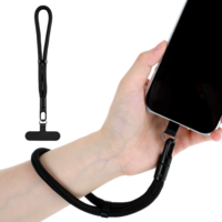 Minimalist Wrist Strap Phone Lanyard Universal Adjustable Neck Strap with Multifuctional Plastic Patch Lanyards for Most Smartphones Women Men Gifts Drop-Proof Design 7.87 inche Black