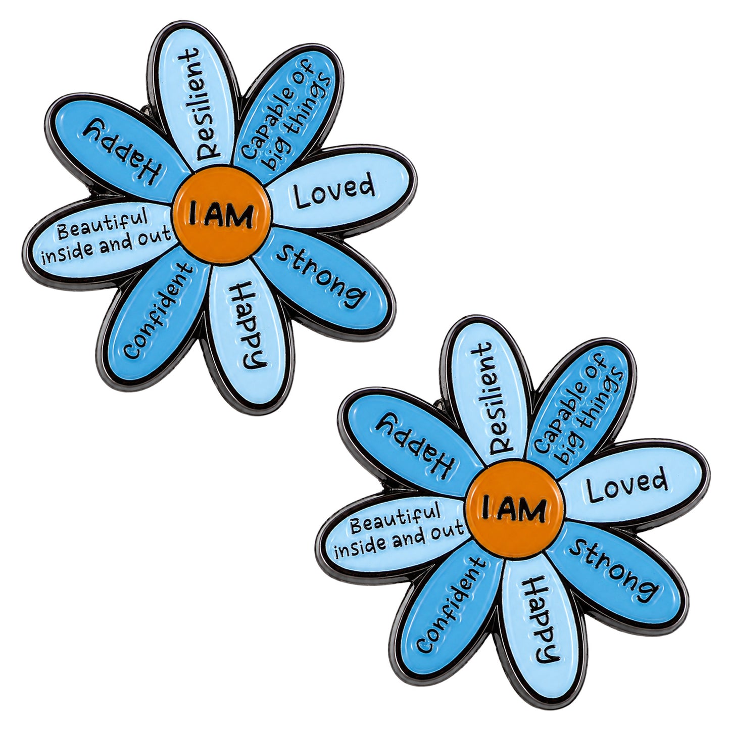 2Pcs Enamel Pins, Ymapinc Blue Flower Mental Health Badge Pins for Lanyards