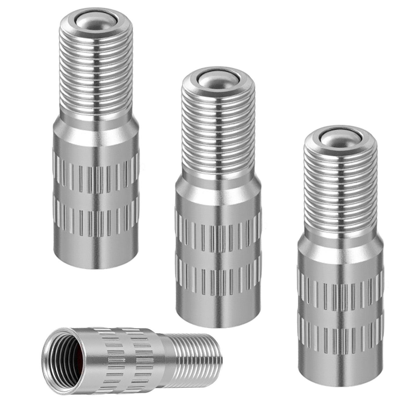6 Pcs 25mm Valve Stem Extension Screw-on Car Valve Cap Stem Extenders Universal Copper Plated Brass Wheel Tire Caps Extender Adapter for Car Truck Motorcycle Bike Accessories Men Silver