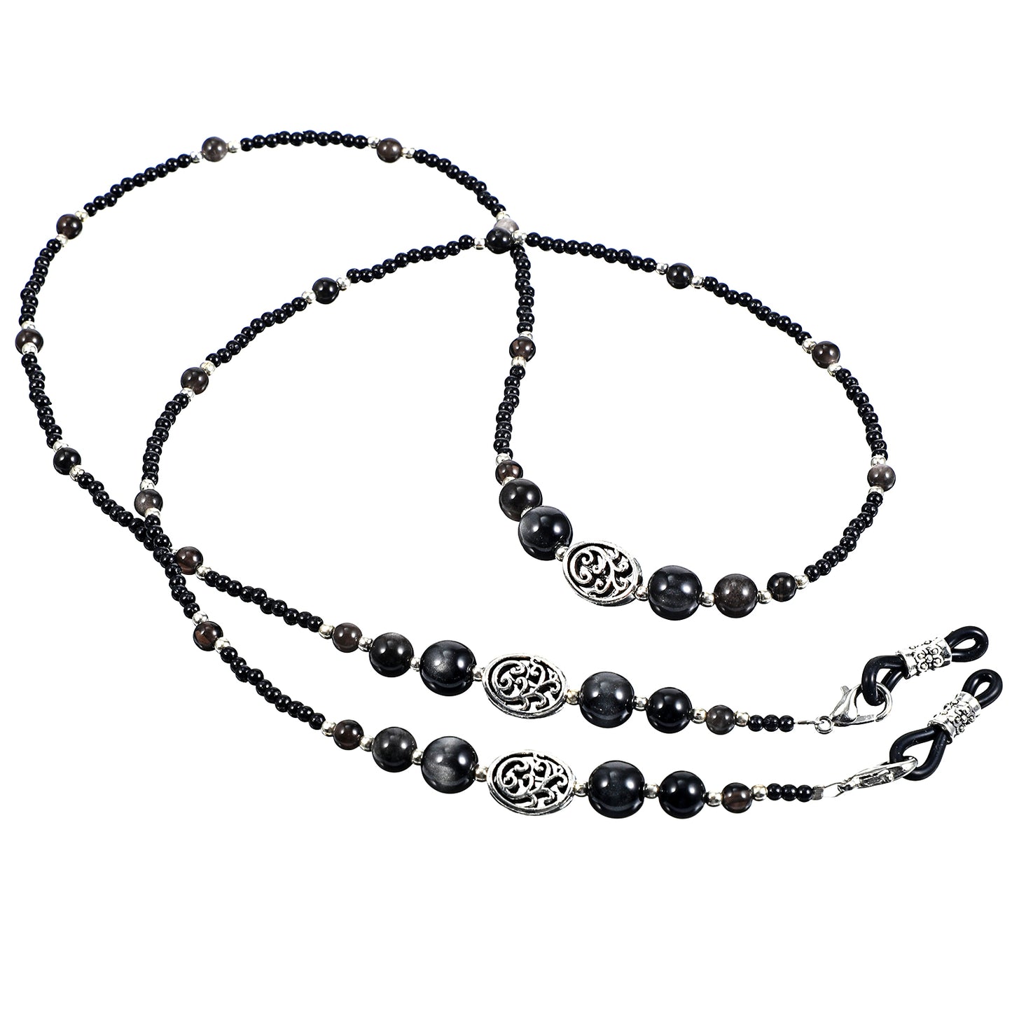 Nogeqi Eyeglass Chains for Women, Glasses Strap Women with Beads,Eyeglass Holders around Neck,Glasses Lanyard for Men Eye Glass Sunglasses Necklace(Black)