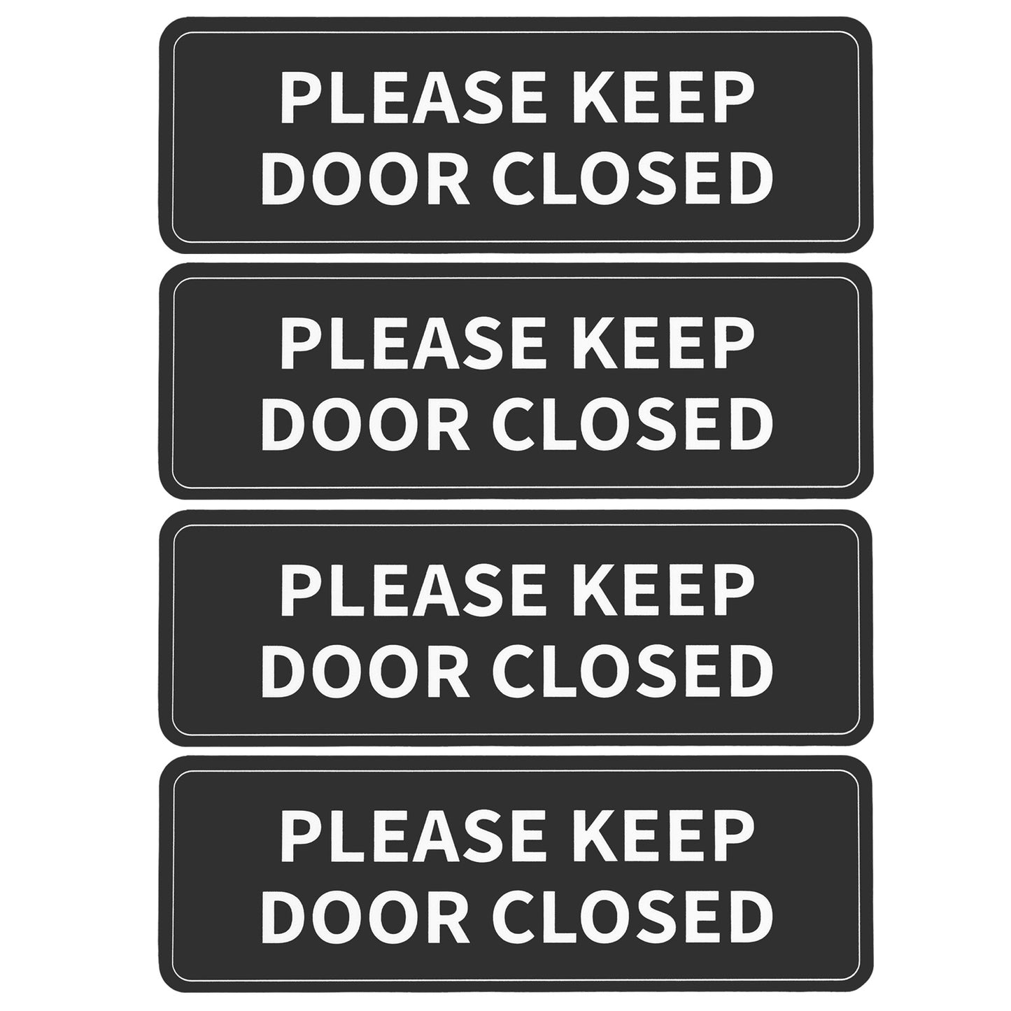 Shimmeroo 4Pcs Please Keep Door Closed Sign for House,Self Adhesive Waterproof Keep Door Closed Sign Sticker for Indoor/Outdoor Home Workplace Business Use (9x3 ",Black)