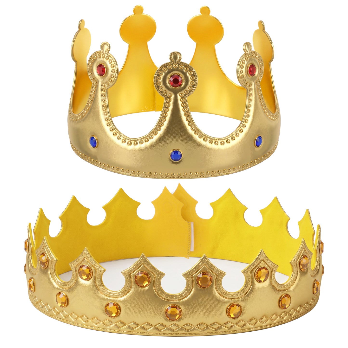 Nogeqi 2 PCS Gold King Crown, Adjustable Foam Birthday Crown for Men