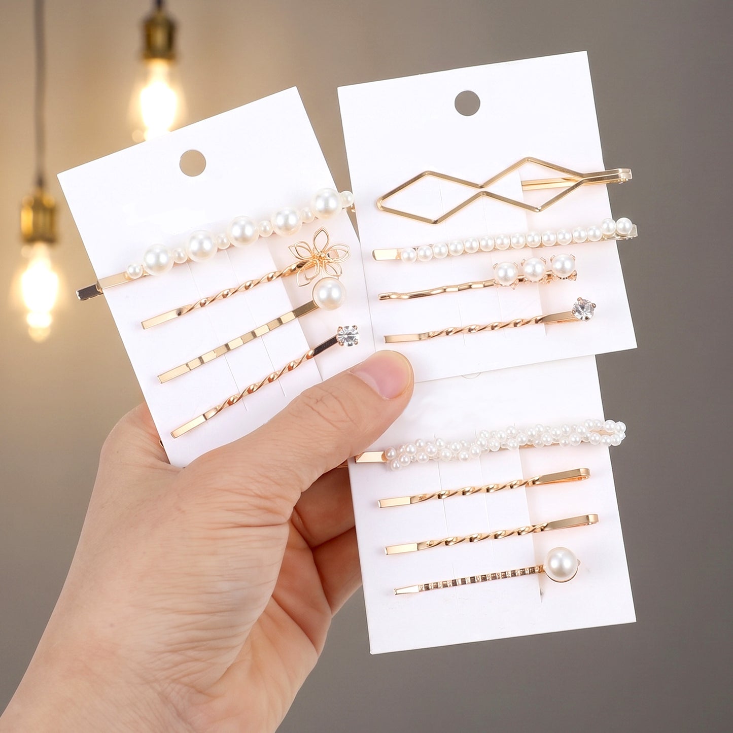Ymapinc Gold Hair Clips for Women, 12 Pack Flower Pearl Hair Clips