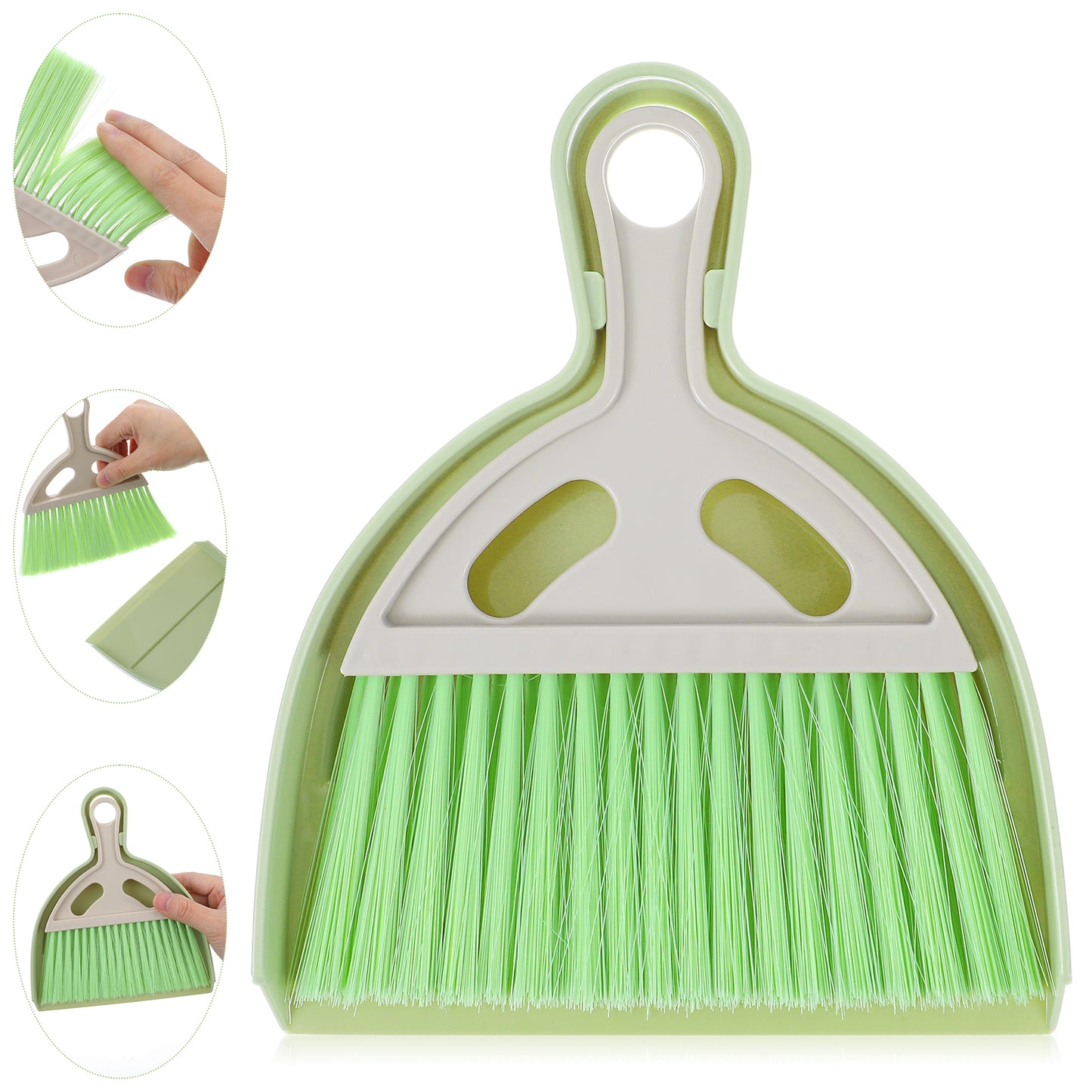 Nogeqi Portable Small Dust Pan and Brush Set, Mini Dustpan and Brush Set, Lightweight Hand Broom and Dustpan Set for Desktop Cleaning Small Space Cleaning(Green)