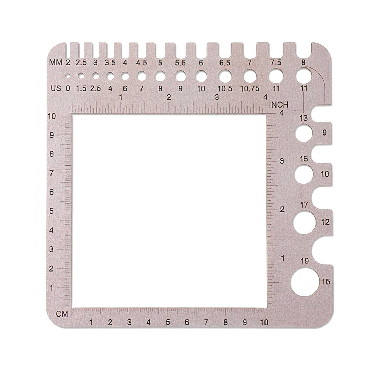 Mabor Wooden Knitting Gauge Measuring Tool, Knitting Needle Gauge Sizer Wood Ruler Stitch Counter Spinner Yarn Measure Tool, Square