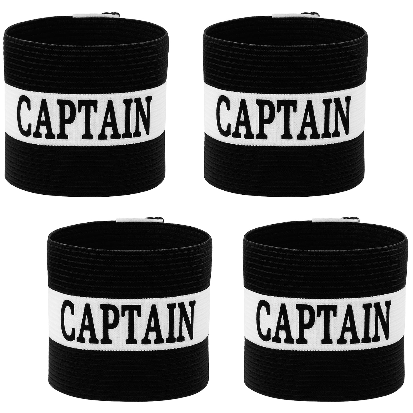 Bremorou 4 Pcs Captain Armbands for Soccer Training Captain Arm Band Breathable Elastic Soccer Captain Armband Leader Armbands Football Rugby Basketball Player Band Washable for Youth Adults