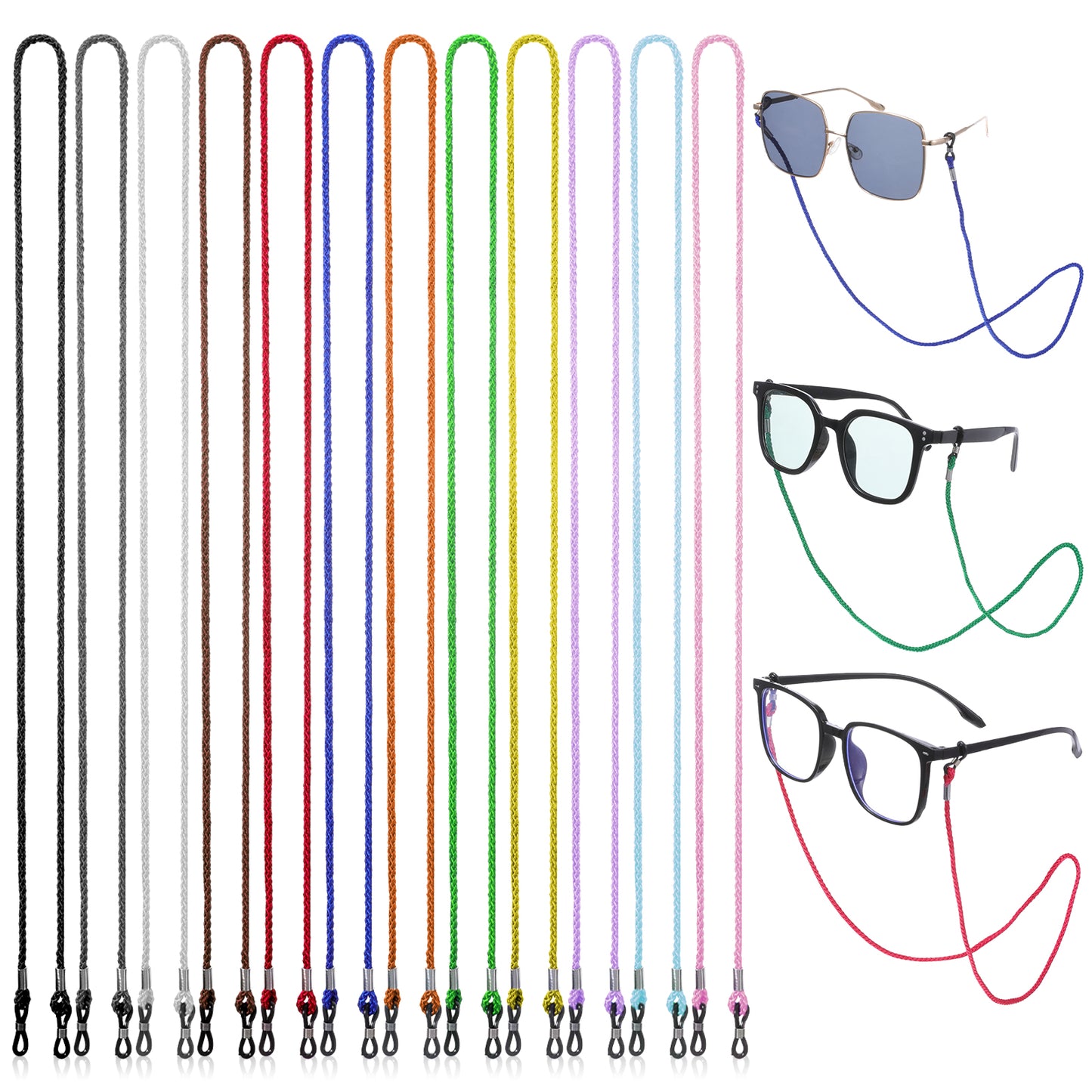 Ouligay 12 PCS Nylon Glasses Holder Strap Braided Eyeglass Chains for Women and Girls Fashion Eyeglass Holders Around Neck Stylish Elegant Reading Lanyard Sunglasses Strap Multicolored