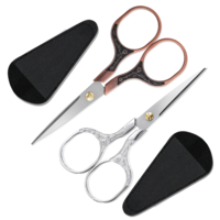 2PCS Sewing Scissors 12.5cm Small Stainless Steel Sharp Crochet Scissor with Protective Cover, Tiny Scissors All Purpose for Embroidery, Paper Cutting, Sewing, Knitting, Crafting