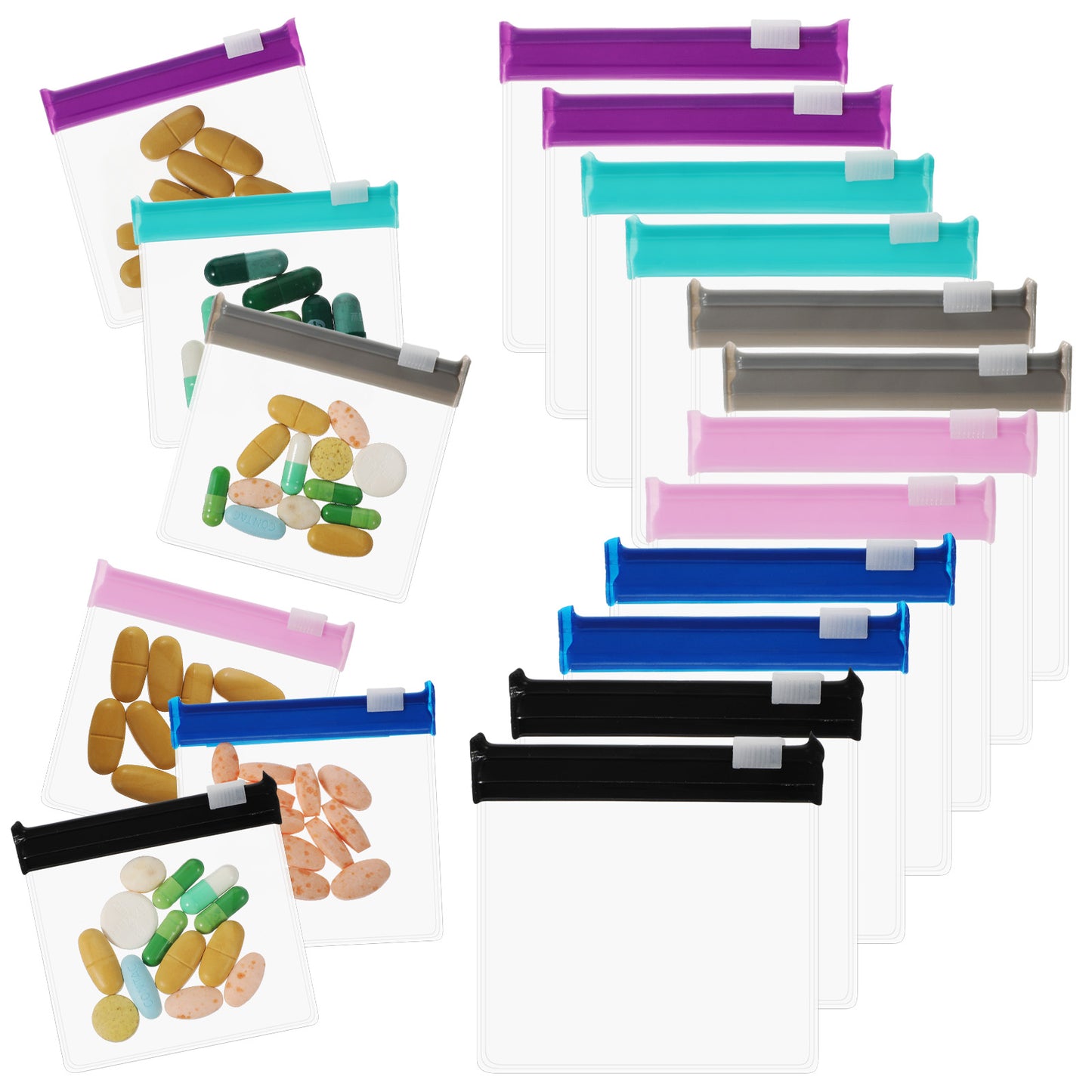 12PCS Pill Bags for Travel Reusable Pill Pouches Zippered Medicine Organizer, Clear Plastic Portable Pill Baggies Packets with Slide Lock, Self Sealing Small Zip Lock Bags for Pills and Small Items