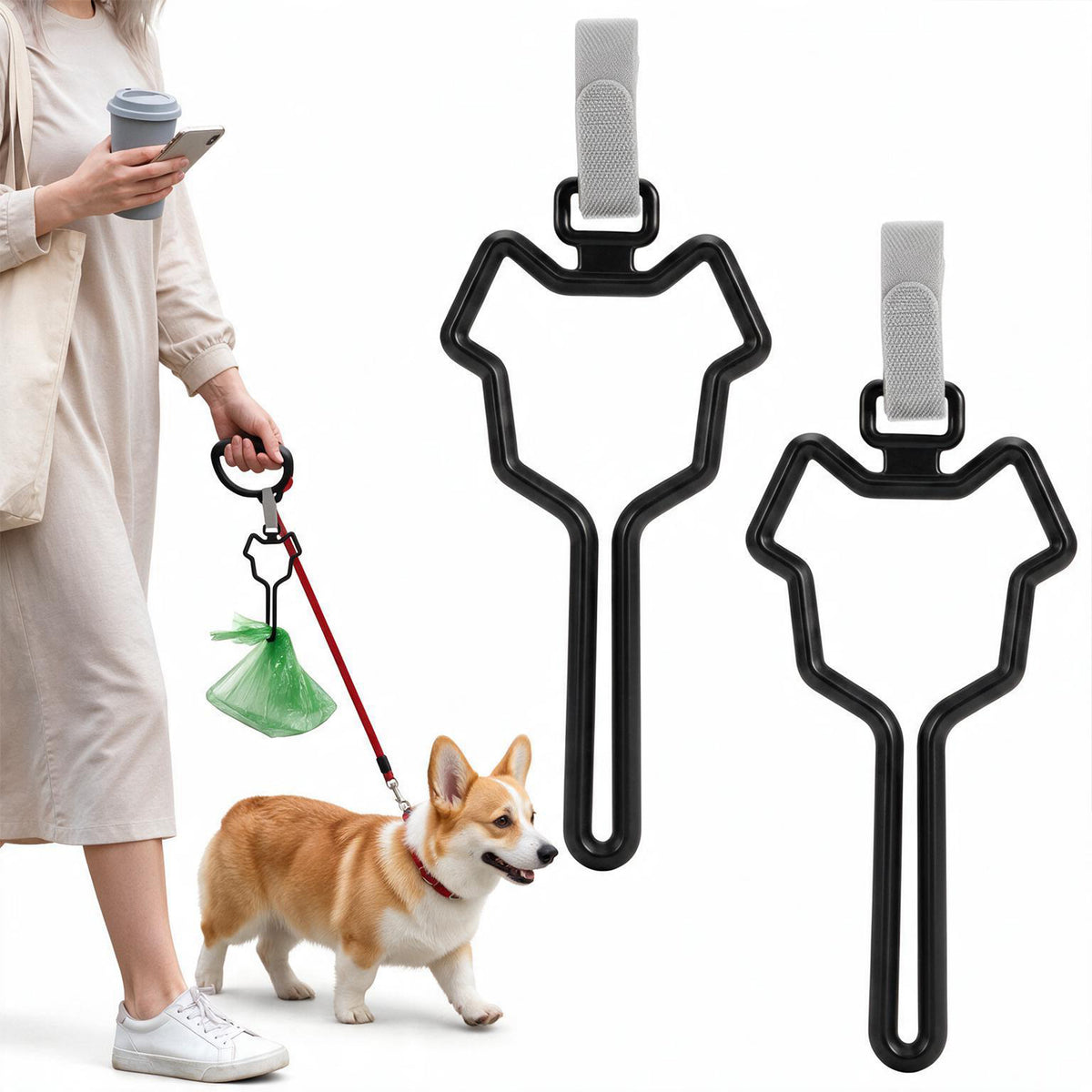 Dog Poop Bag Carrier, 2 Pcs, Black