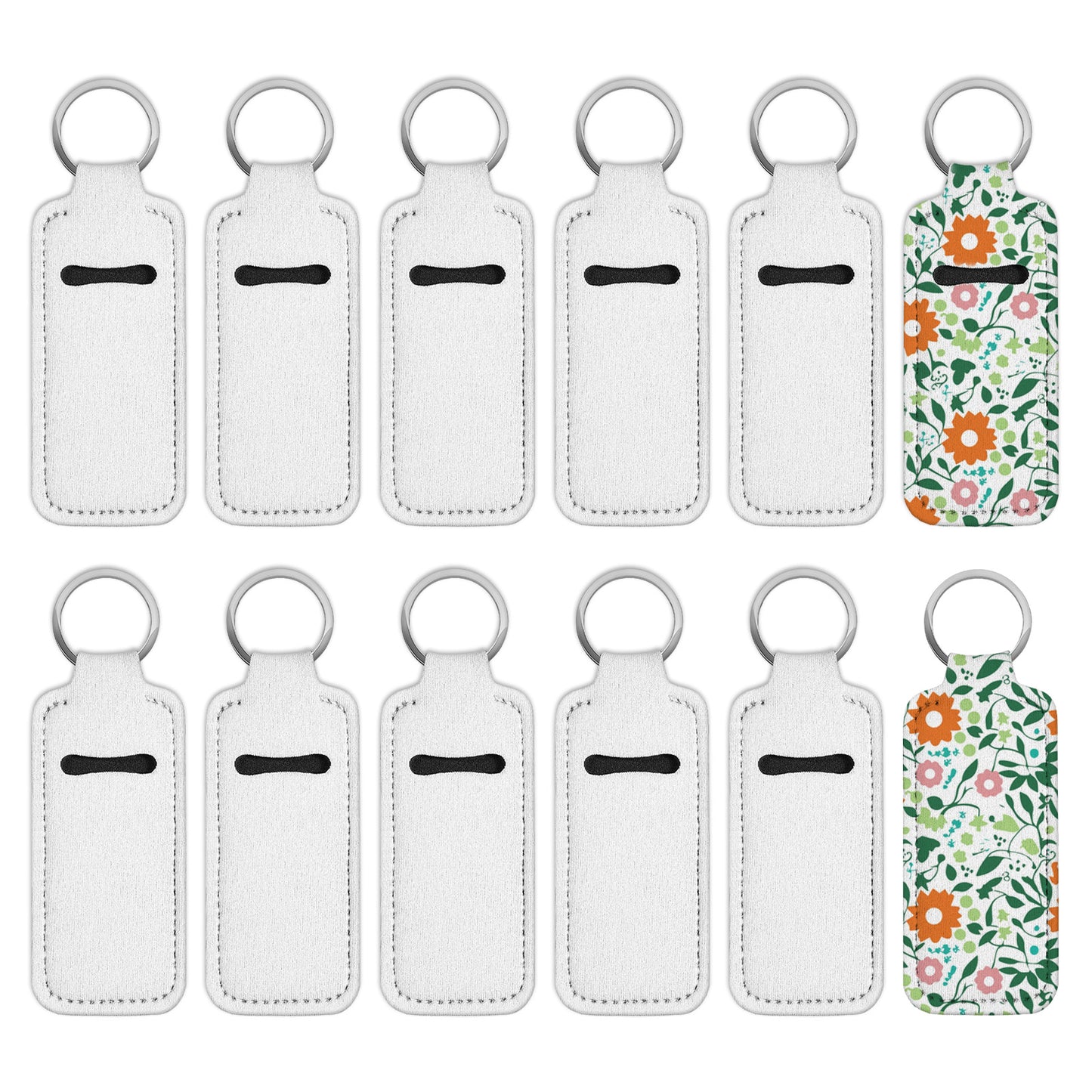 Shimmeroo 10PCS Lip Balm Holder Keychain,Neoprene Clip-On Sleeve,Lipstick Holder Keychain for Lipstick, Chapstick, Lip Balm, Lanyards Portable Lips Gloss Pocket Gift(White)