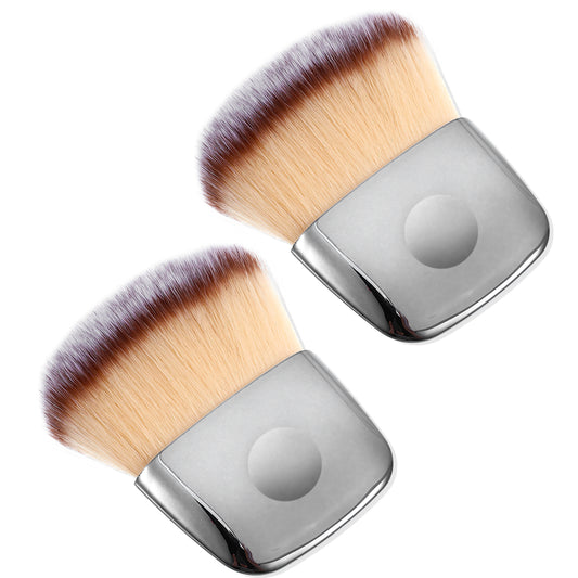 2 Pcs Mini Powder Brush Small Blush Brush Mini Multi-functional Loose Powder Brushes Portable Soft Hair Beauty Tool Makeup Brushes Set for Blending Liquid Cream or Powders Cosmetics Women Silver