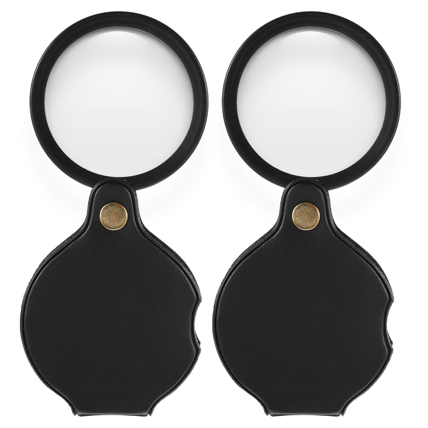 2 PCS Pocket Magnifying Glass, 20x Small Mini Folding Magnifying Glass, Rotating Folding Portable Pocket Magnifier for Reading Close Work Newspaper Book Magazine (Black) (32x)