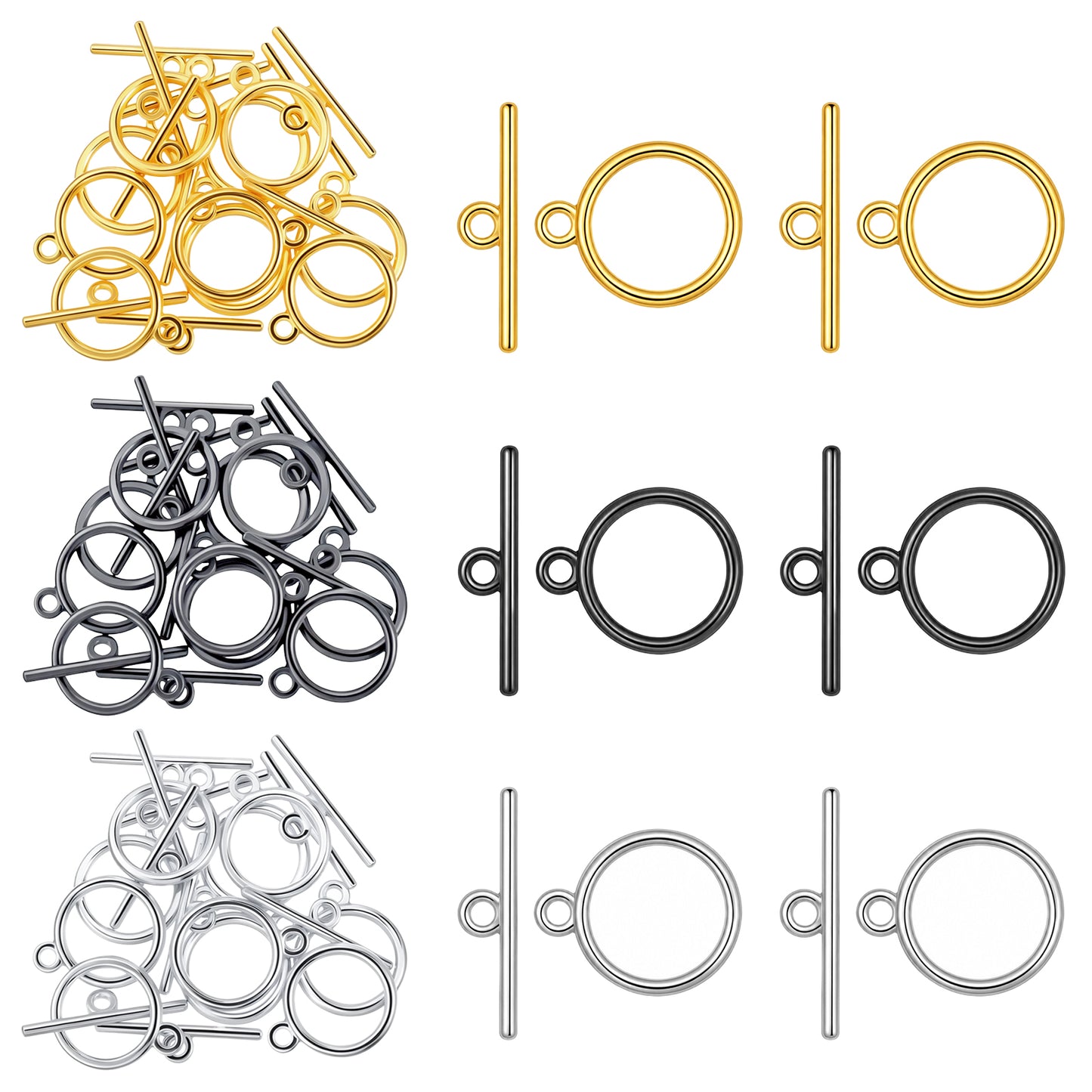 Ouligay 30 Sets Toggle Clasps for Jewelry Making Stainless Steel