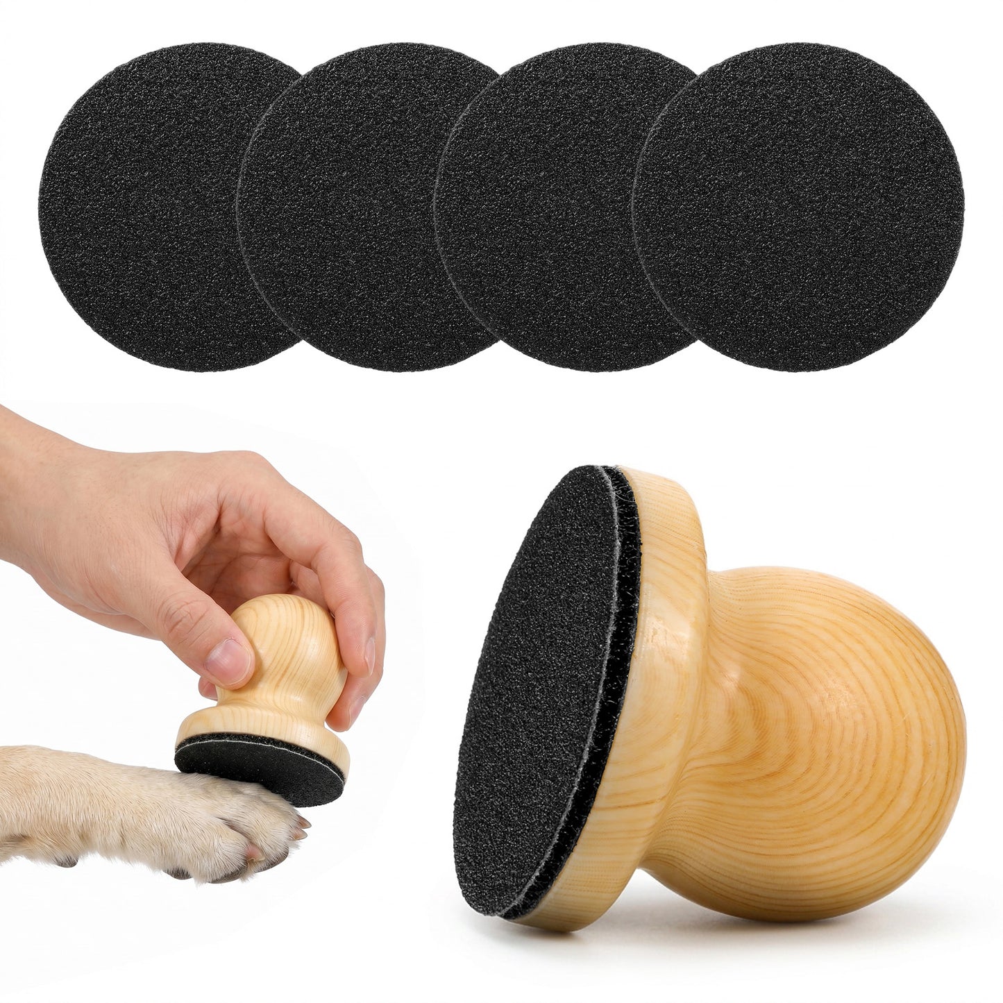 Dog Nail File, Wooden Scratch Pad for Nails with 4 Replaceable Sandpaper Sheets, Pet Nail File Board for Dogs & Cats, Nail Grinder Board for Gentle Claw Care