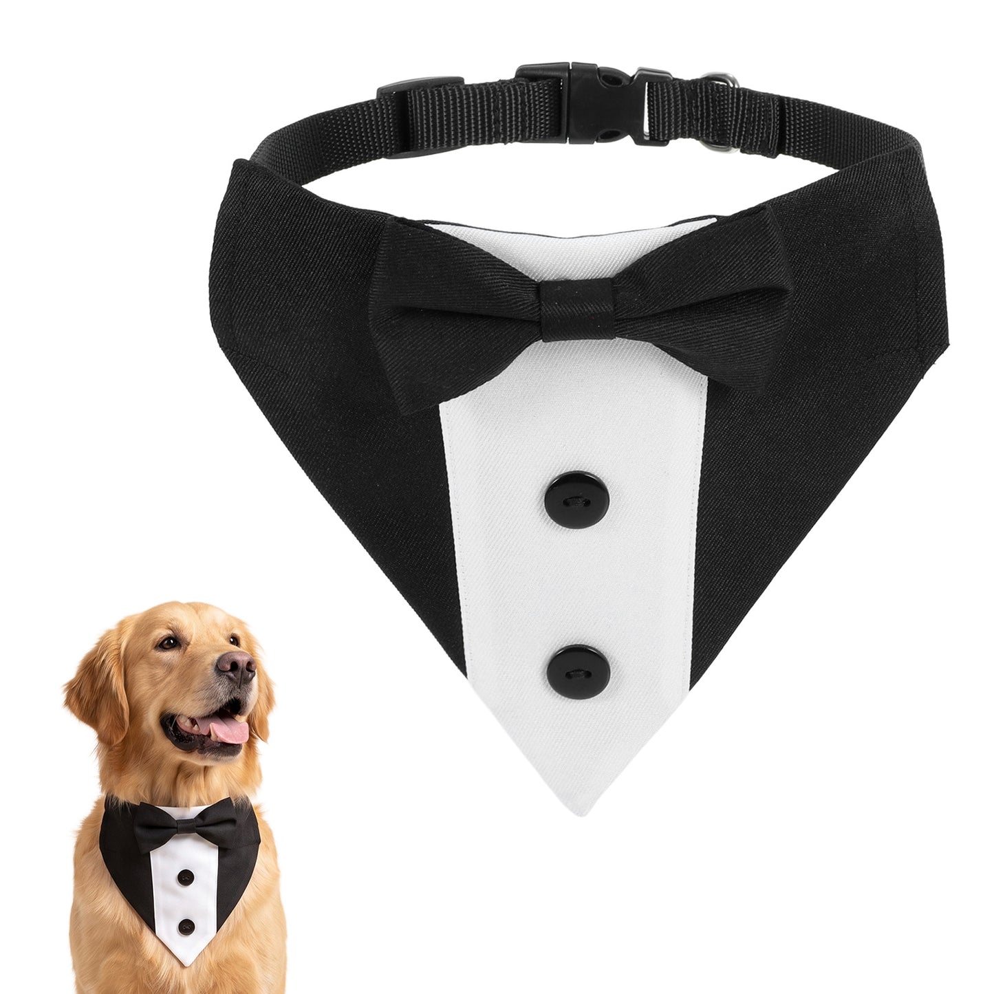 RAHHLIZS Dog Tuxedo for Small Dogs, Adjustable Dog Tux Collar with Bow Tie