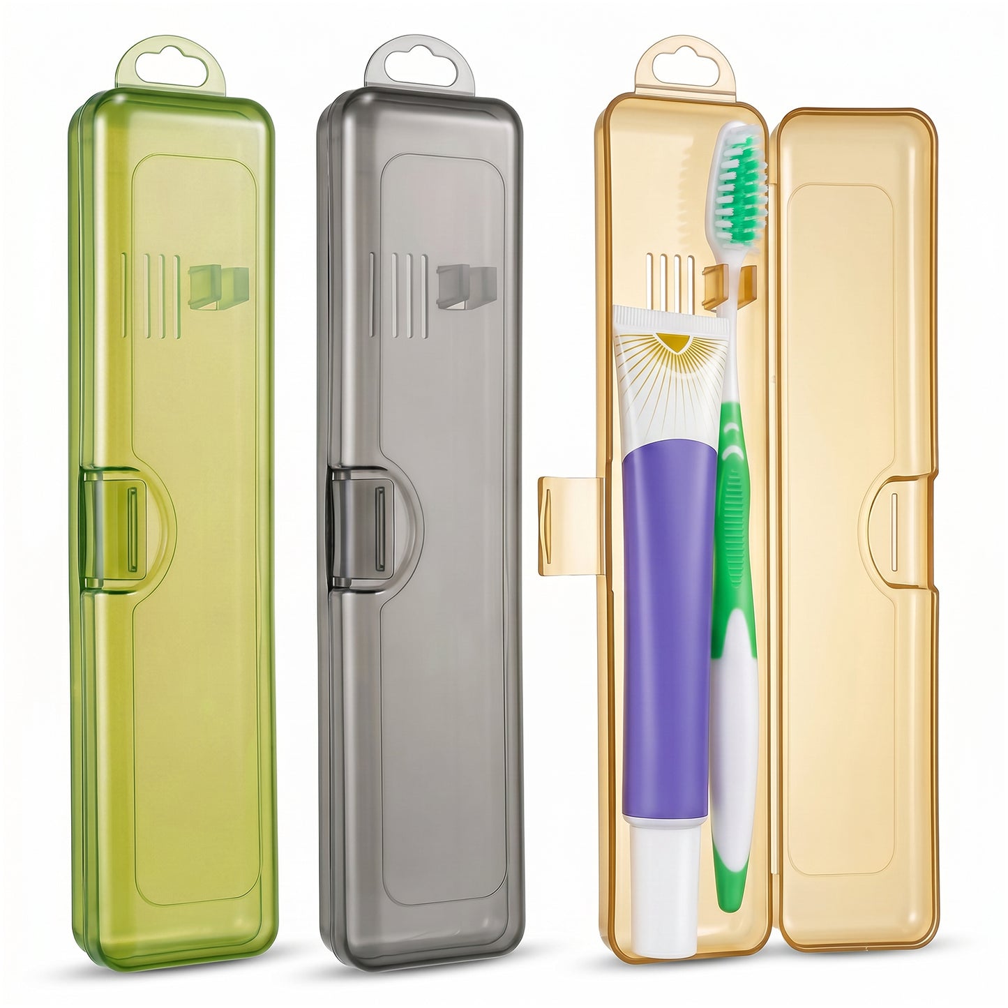 3 Pack Toothbrush Travel Case, Travel Toothbrush Holder, Tooth Brush Compact Organizer, Breathable Holders Portable Small Manual for Vacation Camping Gym Business Trips Office