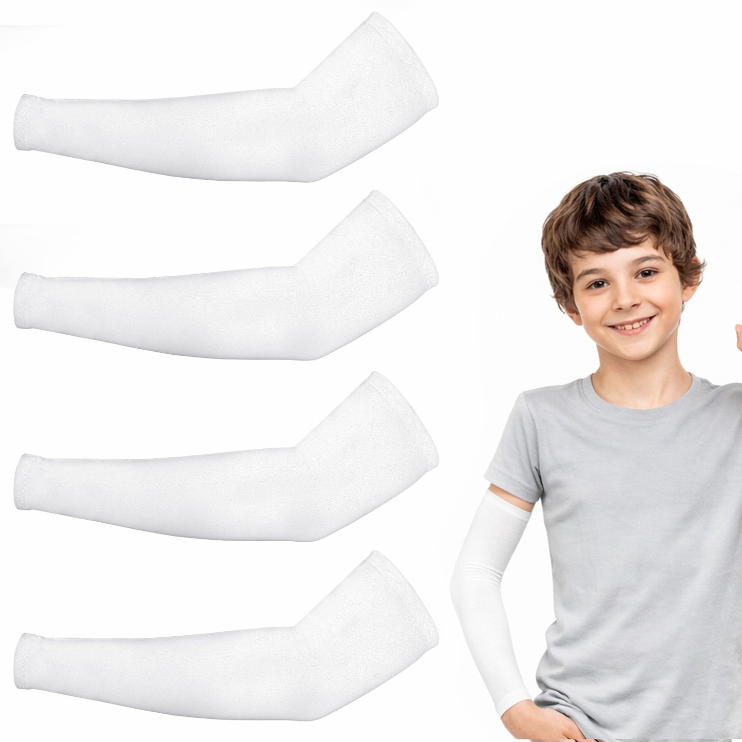 Ouligay 2 Pairs Uv Sun Protection Kids Arm Sleeves Kids Cooling Arm Sleeves Upf 50 Uv Compression Sleeve For Youth Boys Girls Sports Baseball Football Volleyball