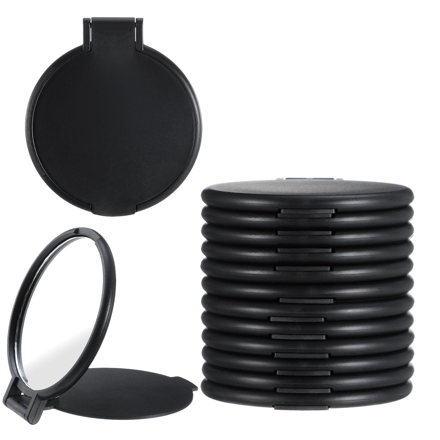 Teaaha 12PCS Mini Pocket Mirror Compact Makeup Mirrors Round Folding, Small Portable Women Mirror for Purse, Pocket,Travel Essentials and Present(Black)