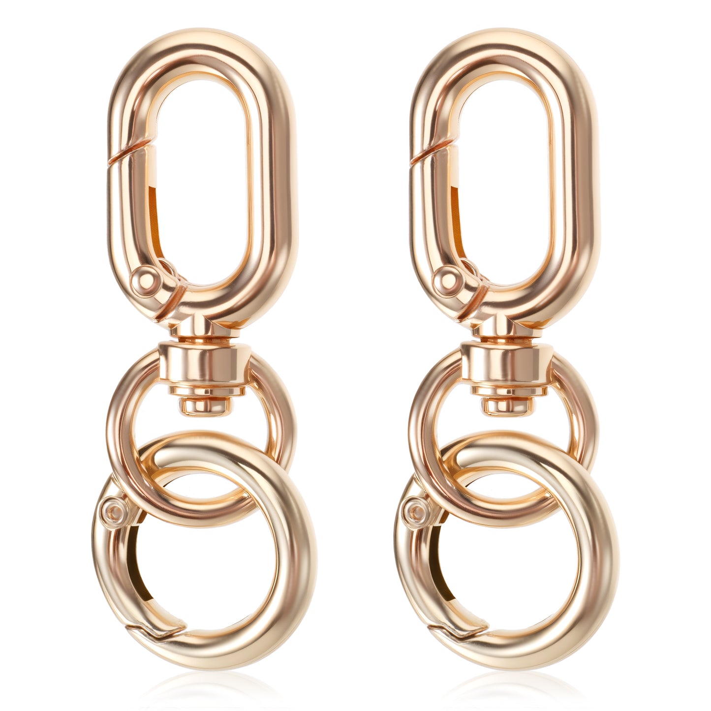 Ymapinc 6Pcs Gold Keychain Clip, Multifunctional Double Opening Keychain Clasps, 360° Swivel Gold Key Ring Mini Buckle with Jump Rings for Jewelry Making