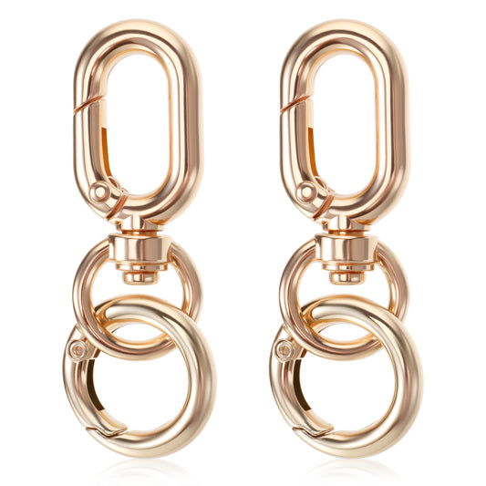 Ymapinc 6Pcs Gold Keychain Clip, Multifunctional Double Opening Keychain Clasps, 360° Swivel Gold Key Ring Mini Buckle with Jump Rings for Jewelry Making
