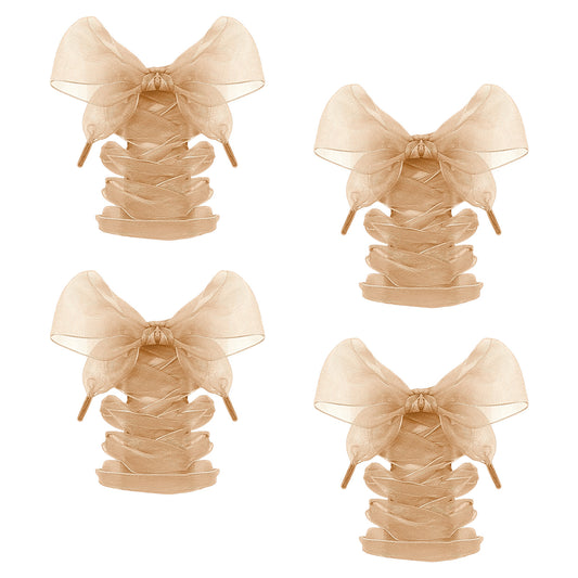 2 Pairs Glitter Shoe Laces, 43in Ribbon Flat Snow Yarn Shoelace, Gold Shoe Laces, Ribbon Shoelaces for Women Sneakers, Flat Shoelaces for Women Girls Shoestrings (1.5in Wide)