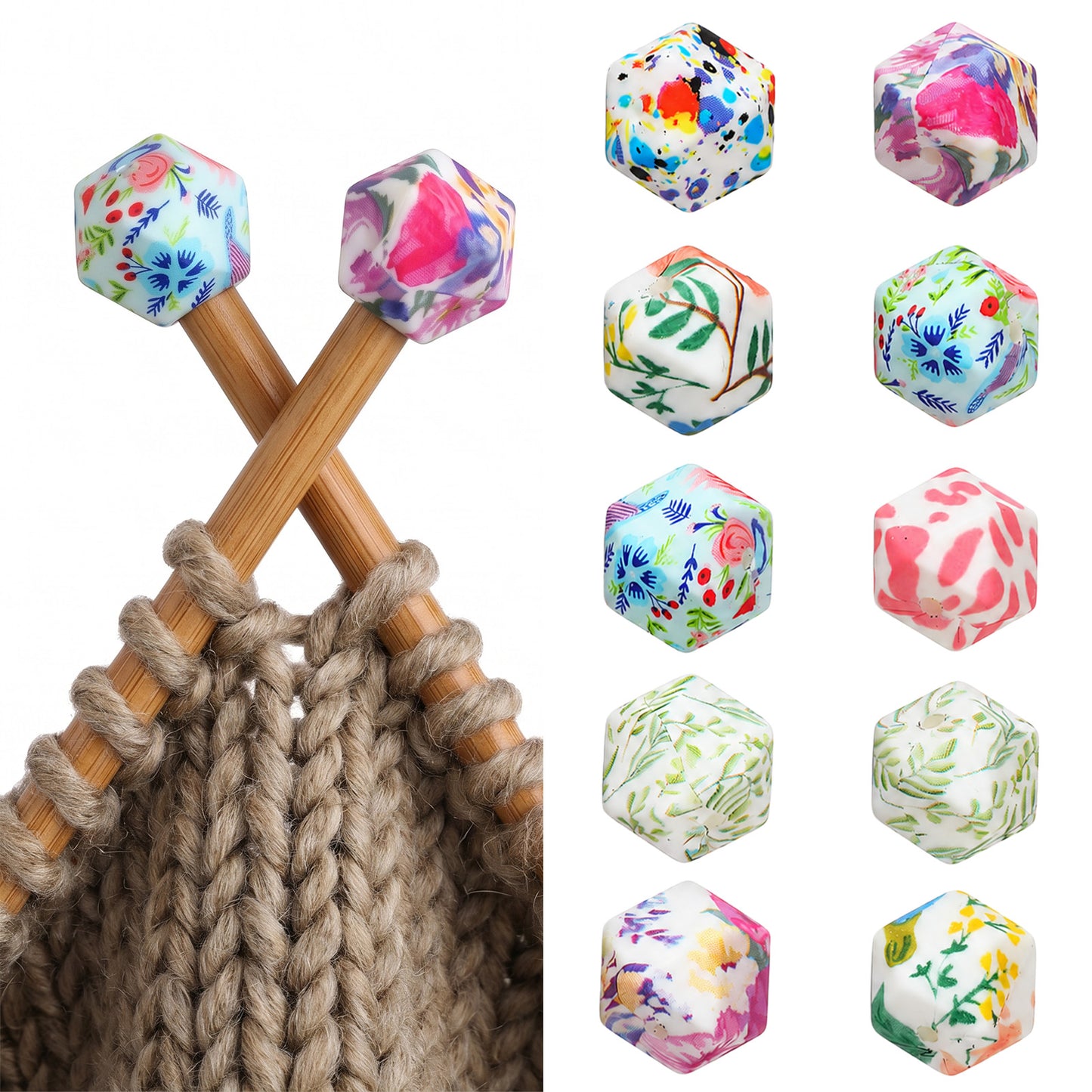 Mabor 10Pcs Knitting Needle Stoppers, Knitting Needle Point Protectors