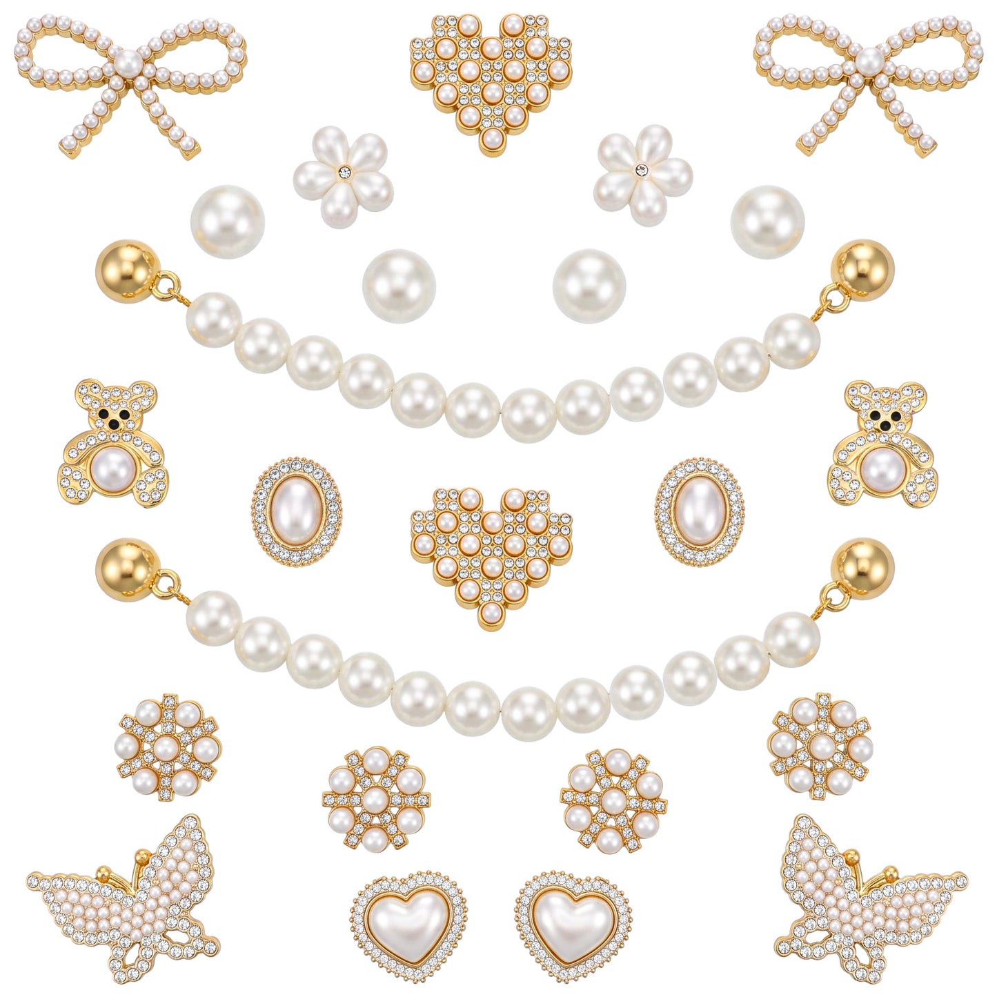Ymapinc Shoe Charms, 24Pcs Pearl Clog Charm Decorative DIY Footwear Jewelry